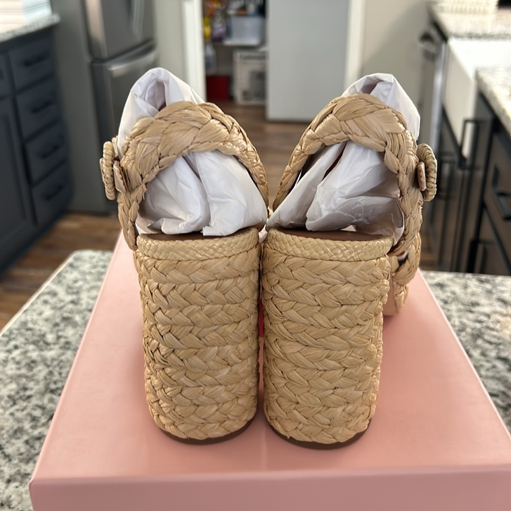 Kate Spade New York Disco Raffia Dress Sandals - Natural Size 7.5 - Picture 11 of 14